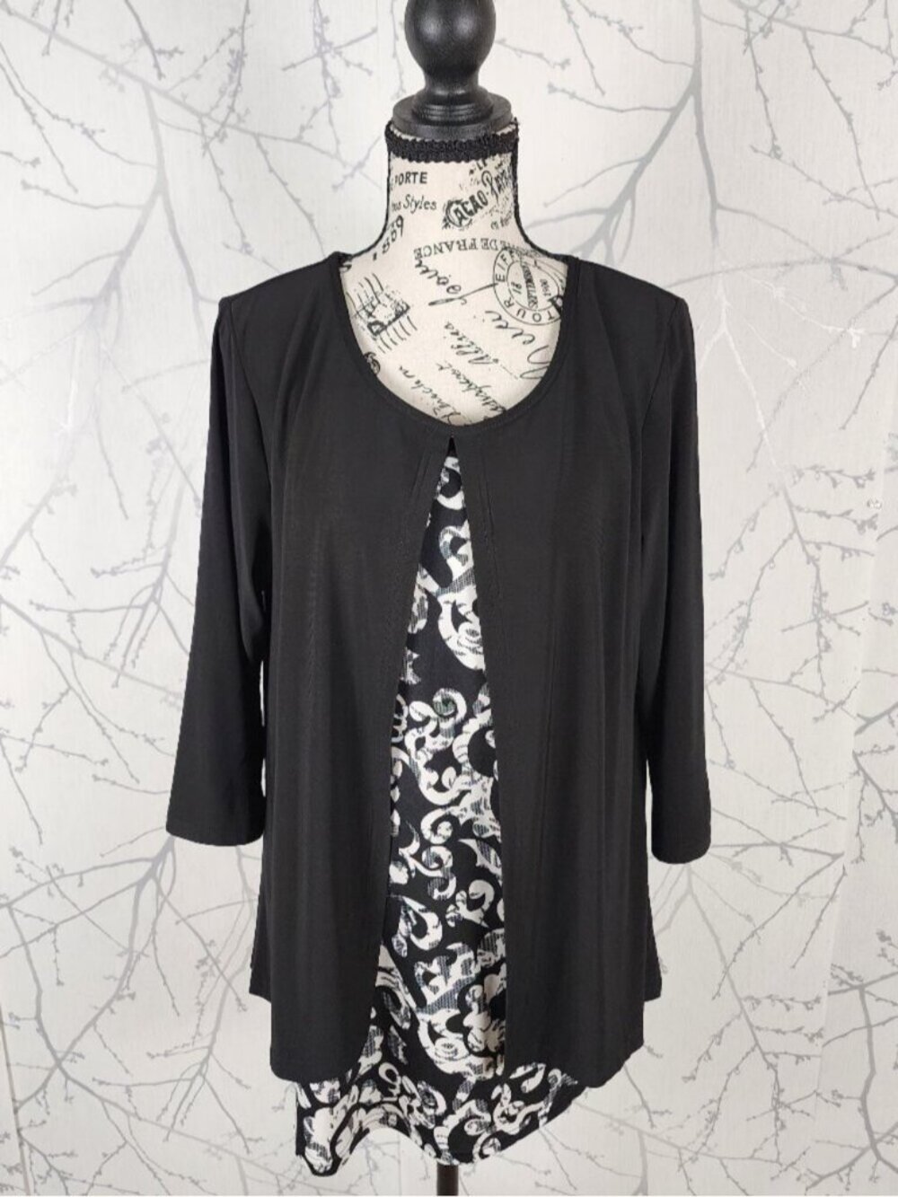 Red Coral Slinky Stretch Jersey Knit Layered Split Tunic